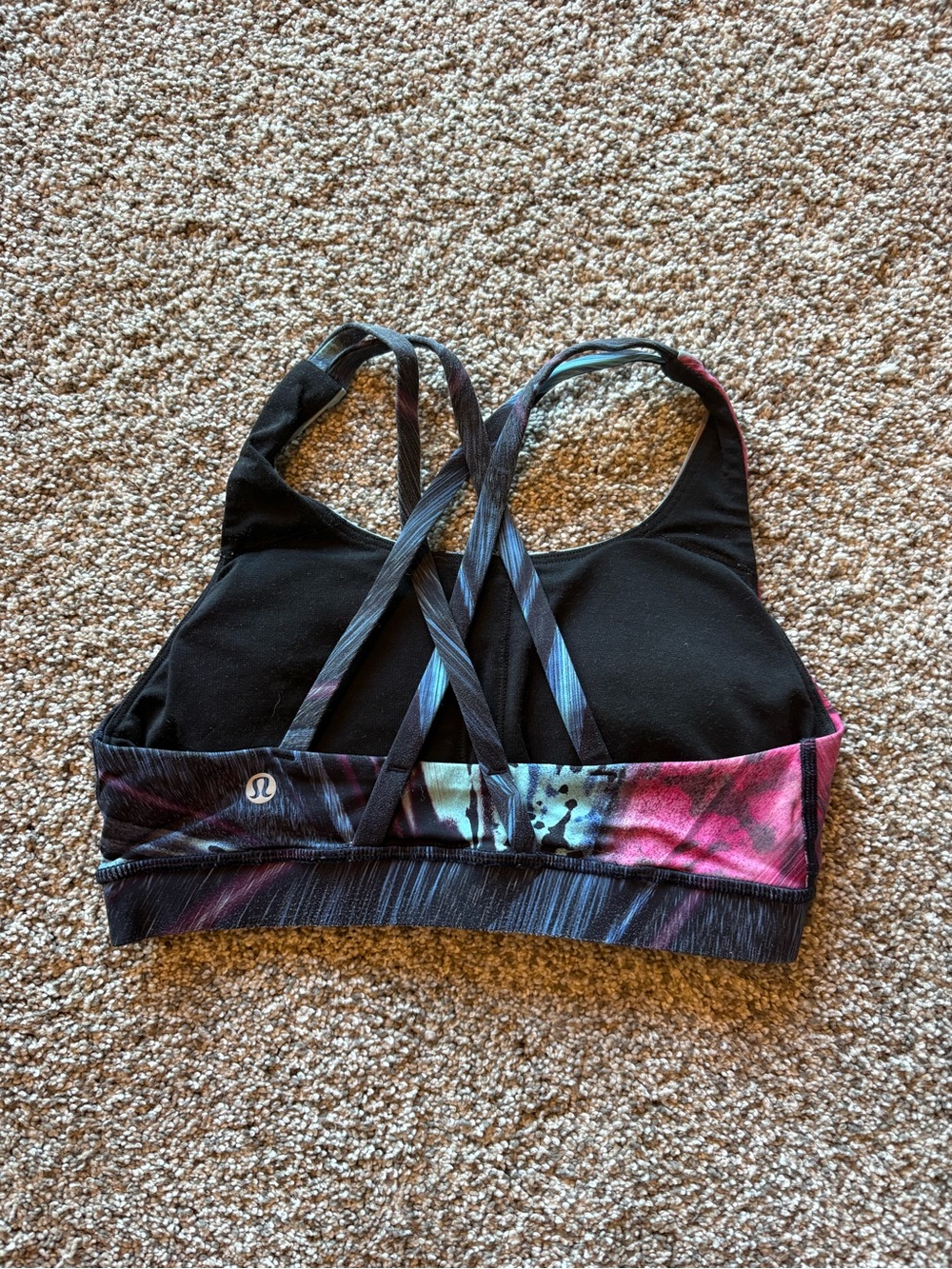 lululemon athletica Multi-Color High-Neck Sports Bra in Pink, Teal & Black - Picture 2 of 2